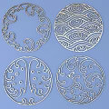 Artistic Carved Decorative Patterns in Round Shape with Curved Lines and Intricate Details