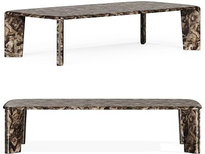 Modern Coffee Table With Unique Textured Surface And Square Legs Design 3d model