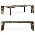 Modern Coffee Table With Unique Textured Surface And Square Legs Design 3d model