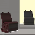 Stylish Red And Black Children's Chair With Curved Structure And Round Top Accents