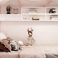 Pink Kids Bunk Bed With Slide Stairs And Crown Decoration In Playful Room