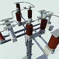 Industrial Electrical Equipment with Insulators Metal Frames and Connecting Wires for High Voltage Power Distribution