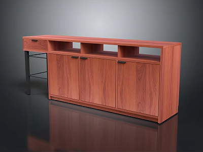 Modern Wooden Shoe Cabinet For Home Entryway With Storage Cabinets Drawer And Open Shelves 3d model