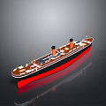 Vintage Cruise Ship Model Featuring Black Red Hull Two Smokestacks And Detailed Deck