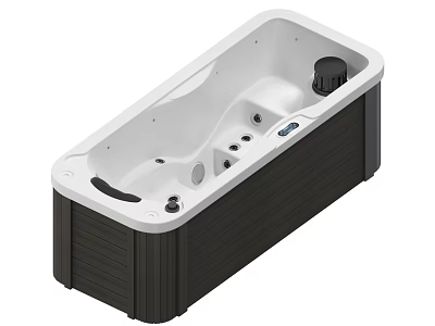 Modern Freestanding Bathtub With Black Exterior White Interior And Massage Jets 3d model