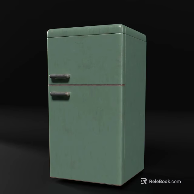 Vintage Green Double Door Refrigerator Freezer With Classic Design And Smooth Surface 3d model 