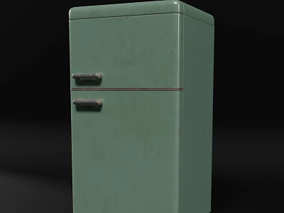 Vintage Green Double Door Refrigerator Freezer With Classic Design And Smooth Surface 3d model