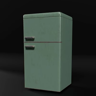 Vintage Green Double Door Refrigerator Freezer With Classic Design And Smooth Surface 3d model