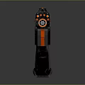 Futuristic Gun with Detailed Design Black Red Accents Textured Grip and Metallic Finish