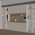Sleek Modern Sideboard With White Cabinetry Glass Door Wine Storage And LED Lighting