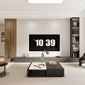 Modern Living Dining Room Interior With White Sofa Coffee Table Floor Lamp And Wall Art