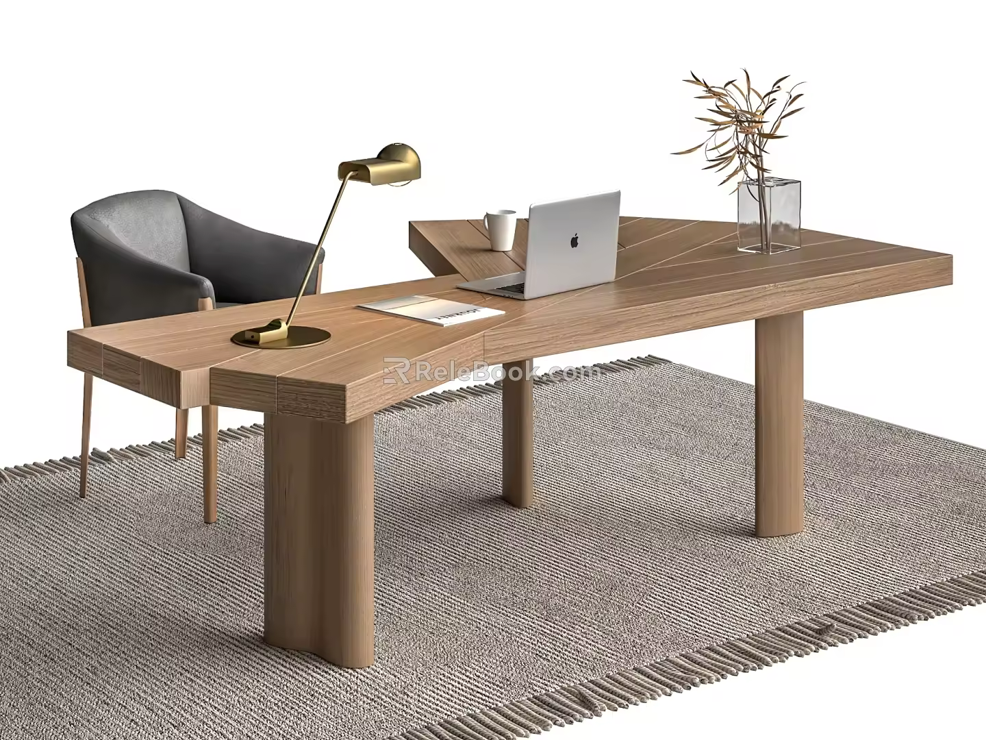 Cassina Modern Desk and Chair Combination Butterfly-Shaped Desk Special-Shaped Desk Table 3d model