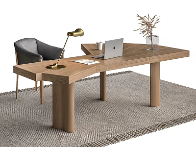 Cassina Modern Desk and Chair Combination Butterfly-Shaped Desk Special-Shaped Desk Table 3d model