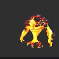 Lava Creature Character With Fiery Rock Body And Glowing Yellow Features