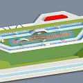 Sports Facility Design Featuring Oval Track Green Lawn Spectator Stands And Fencing