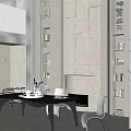 Modern Stone Fireplace Interior Design With Built in Bookshelves And Decorative Plants