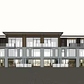 Modern Townhouse Exterior Design With Large Windows And Balconies