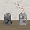 Side Table Metal Side Table Solid Wood Side Table Vase Books 3d model
