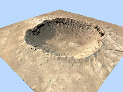 Stunning Desert Meteor Crater Natural Landscape with Arid Terrain and Circular Formation 3d model