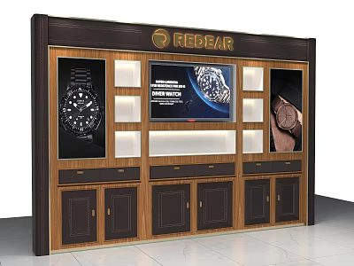 Elegant REDEAR Watch Display Shelf With Large Screen And Storage Cabinets 3d model
