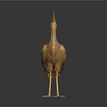 Elegant Golden Crane Sculpture with Detailed Feathers on Dark Background