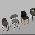 Bar Stools With Various Colors And Multiple Designs For Modern Home Interior 3d model