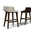 Modern Minimalist Bar Stools With Woven And Wooden Seats And Dark Wood Legs