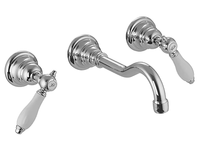 Elegant Two Handle Chrome Finish Faucet with Classic Design for Bathroom Sink 3d model