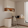 Modern corner desk and chair combination hanging cabinet computer 3d model