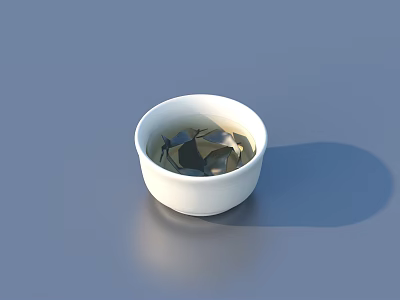 White Bowl With Dark Contents Placed On Blue Background As Daily Household Item 3d model