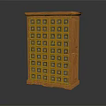 Orange Wooden Storage Cabinet With Multiple Small Grid Drawers For Home Use