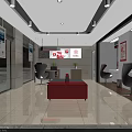 ICBC Bank Interior With Digital Screens Showing Information Service Counter ATM Machine And Seating