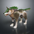 Game Movie Wolf Character With Green Mane Brown White Fur Open Mouth Fierce Expression