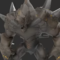 Mythical Rocky Monster Character With Spiked Body And Yellow Glowing Details