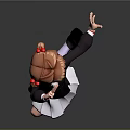 Anime Style Game Movie Character With Brown Short Hair Green Eyes And Dynamic Dancing Pose