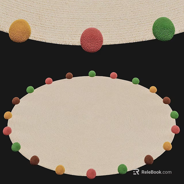 Square Area Rug With Colorful Circular Accents And Soft Woven Texture For Living Room 3d model 
