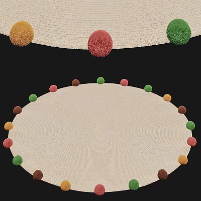 Square Area Rug With Colorful Circular Accents And Soft Woven Texture For Living Room 3d model