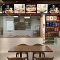 Chinese Restaurant Featuring Menu Screens Open Kitchen Dining Tables And Condiment Shelves