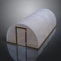 White Arch Greenhouse Structure With Transparent Cover And Wooden Door