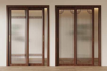 New Chinese-style sliding door 3d model