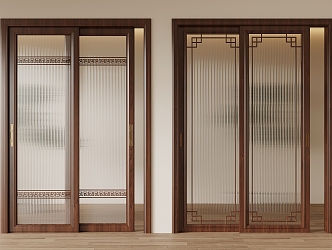 New Chinese-style sliding door 3d model