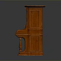 Brown Wooden Piano With Intricate Carved Design For Home Living Room Decor