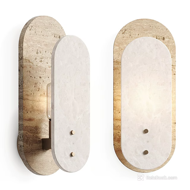 Modern Textured Stone Wall Lamps With Illuminated Design And Metal Accents 3d model 