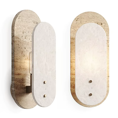 Modern Textured Stone Wall Lamps With Illuminated Design And Metal Accents 3d model