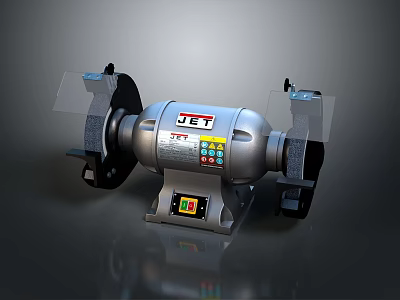 Workbench With JET Bench Grinder And Safety Guards And Control Panel 3d model