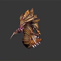 Dragon Like Mythical Creature with Golden Brown Stripes Sharp Claws Horns and Scaly Body