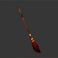 Red Orange Magic Broom Weapon With Curved Handle And Yellow Accents