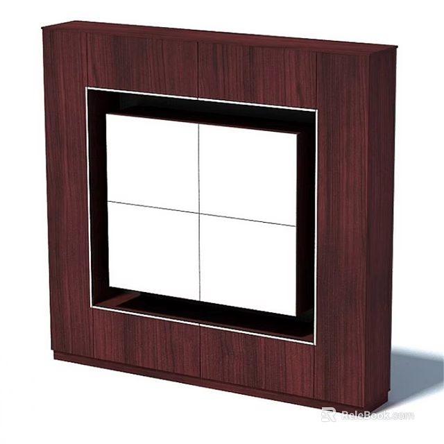 Modern Wooden Shelf Unit With Open Grid Design For Home Storage Solutions 3d model 
