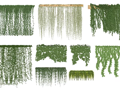 Various Green Trailing Vines in Different Hanging Styles for Home Decor 3d model