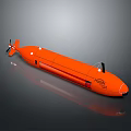 Orange NEMO Submarine with Streamlined Design Gray Background and Reflective Surface 3d model
